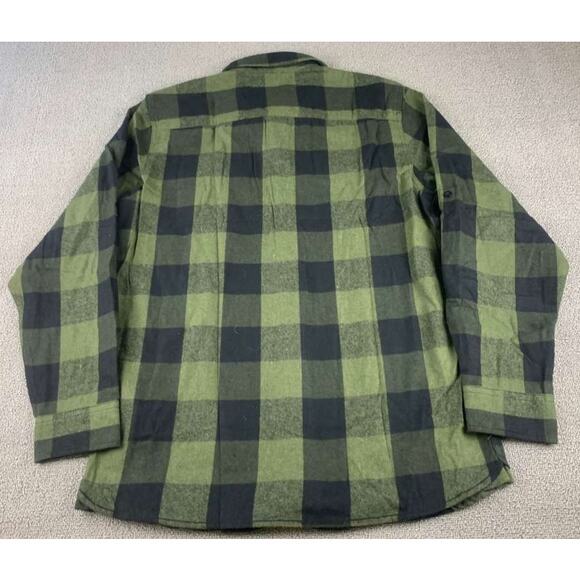 Burnside Men's Size Medium Army Green Black Flannel Shirt Plaid Long Sleeve NWT - Picture 2 of 13